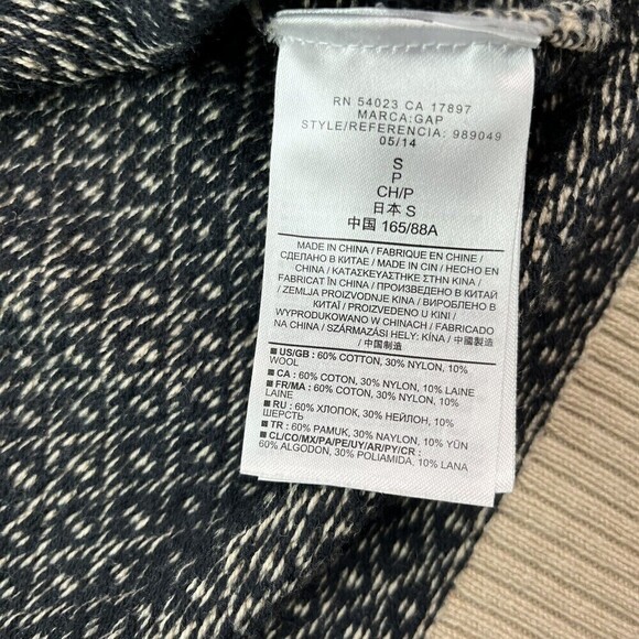 GAP Sweater Pullover Fair Isle Cotton Wool Blend Black Tan - Picture 11 of 11